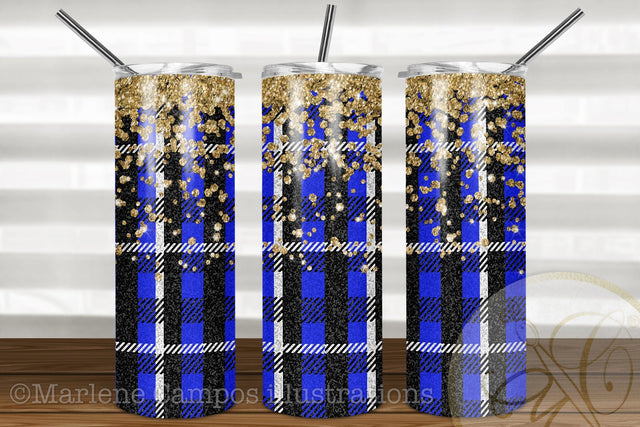 Buffalo Plaid 20oz Skinny Tumbler Sublimation / Blue Plaid/ Christmas Plaid Sublimation Marlene Campos 