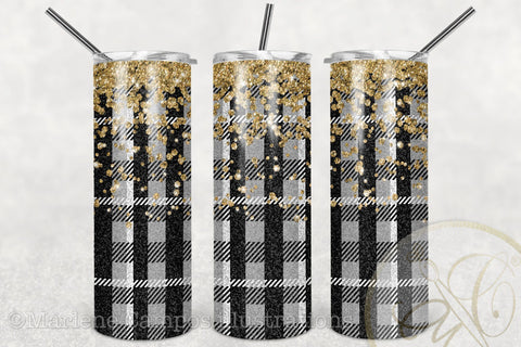 Buffalo Plaid 20oz Skinny Tumbler Sublimation / Gray Plaid/ Christmas Plaid Sublimation Marlene Campos 