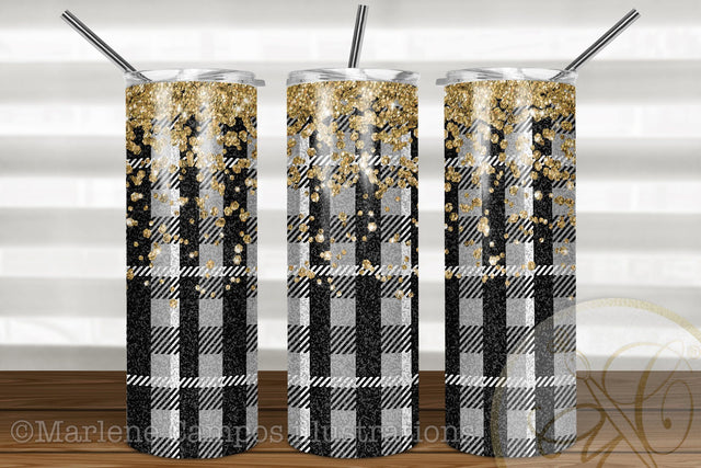 Buffalo Plaid 20oz Skinny Tumbler Sublimation / Gray Plaid/ Christmas Plaid Sublimation Marlene Campos 