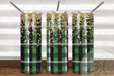 Buffalo Plaid 20oz Skinny Tumbler Sublimation / Green Plaid/ Christmas Plaid Sublimation Marlene Campos 