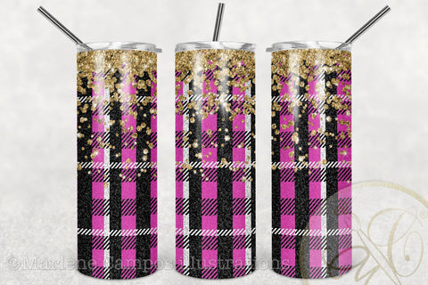 Buffalo Plaid 20oz Skinny Tumbler Sublimation / Hot Pink Plaid/ Christmas Plaid Sublimation Marlene Campos 
