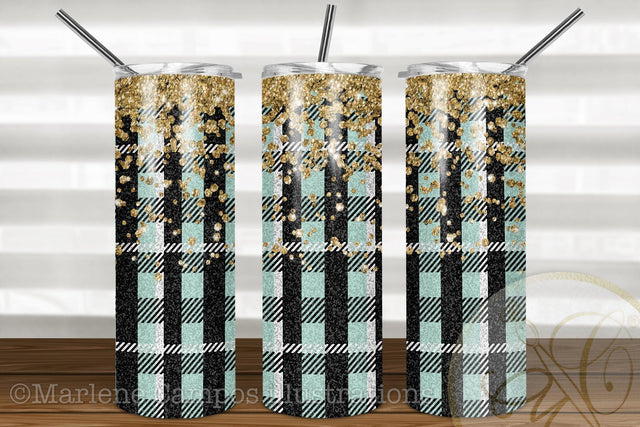 Buffalo Plaid 20oz Skinny Tumbler Sublimation / Mint Plaid/ Christmas Plaid Sublimation Marlene Campos 