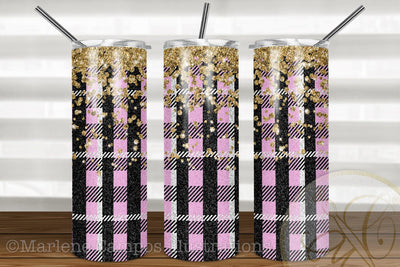 Buffalo Plaid 20oz Skinny Tumbler Sublimation / Pink Plaid/ Christmas Plaid Sublimation Marlene Campos 