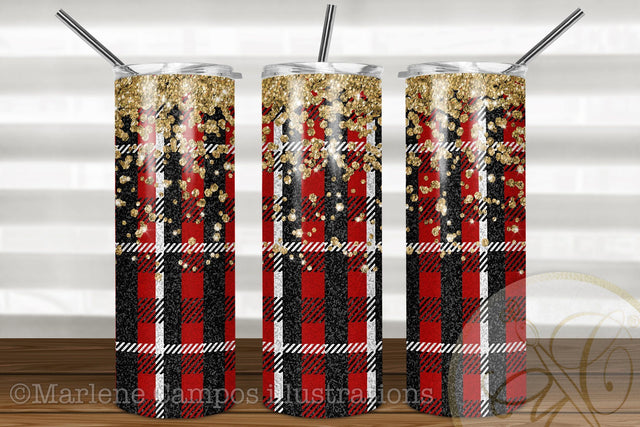 Buffalo Plaid 20oz Skinny Tumbler Sublimation / Red Plaid/ Christmas Plaid Sublimation Marlene Campos 