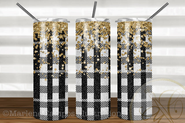 Buffalo Plaid 20oz Skinny Tumbler Sublimation / White Plaid/ Christmas Plaid Sublimation Marlene Campos 