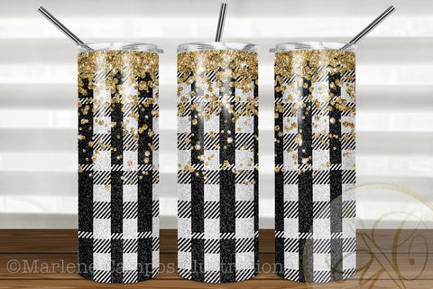 Buffalo Plaid 20oz Skinny Tumbler Sublimation / White Plaid/ Christmas Plaid Sublimation Marlene Campos 