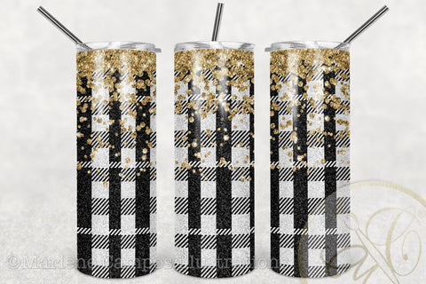 Buffalo Plaid 20oz Skinny Tumbler Sublimation / White Plaid/ Christmas Plaid Sublimation Marlene Campos 