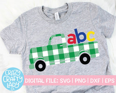 Buffalo Plaid ABC Truck | Back to School SVG Cut File SVG Crazy Crafty Lady Co. 