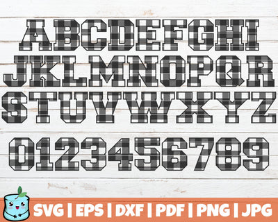 Buffalo Plaid Alphabet And Numbers SVG MintyMarshmallows 