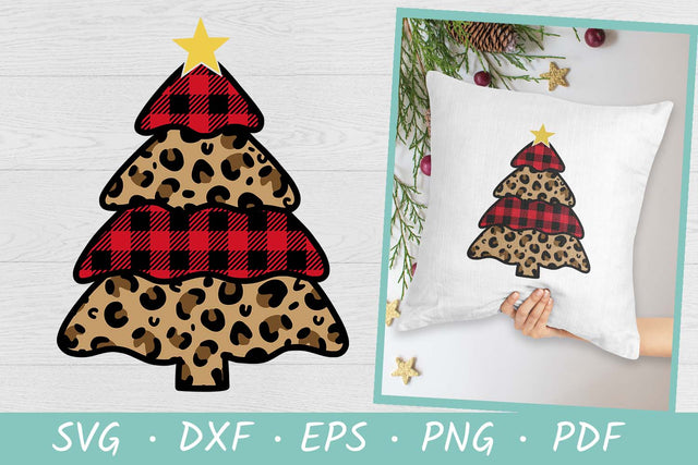 Buffalo plaid and leopard christmas tree SVG | Christmas SVG SVG Irina Ostapenko 
