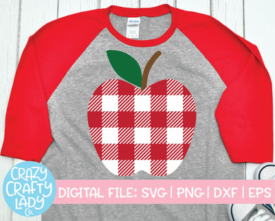 Buffalo Plaid Apple | Back to School SVG Cut File SVG Crazy Crafty Lady Co. 