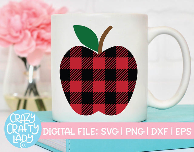 Buffalo Plaid Apple | Back to School SVG Cut File SVG Crazy Crafty Lady Co. 