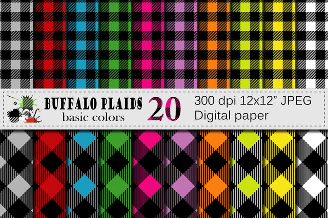 Buffalo Plaid Basic Colors Digital Paper Digital Pattern VR Digital Design 
