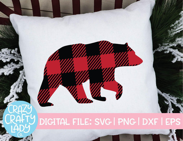 Buffalo Plaid Bear | Christmas SVG Cut File SVG Crazy Crafty Lady Co. 