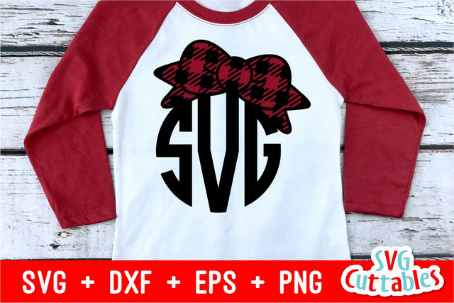Buffalo Plaid Bow Monogram Frame SVG Svg Cuttables 