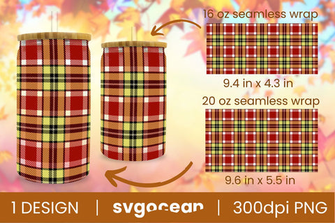 Buffalo Plaid Can Glass Bundle | PNG | 16 Oz | 20 Oz Libbey Glass SVG SvgOcean 