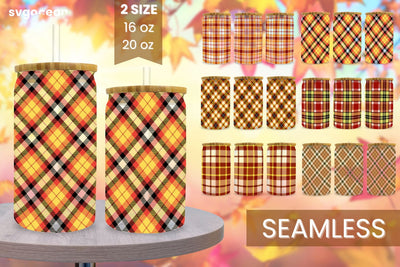 Buffalo Plaid Can Glass Bundle | PNG | 16 Oz | 20 Oz Libbey Glass SVG SvgOcean 