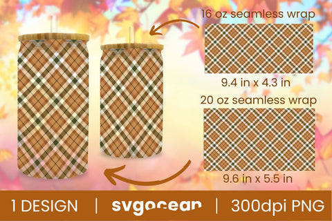 Buffalo Plaid Can Glass | PNG | 16 Oz | 20 Oz Libbey Glass SVG SvgOcean 