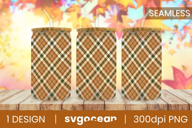 Buffalo Plaid Can Glass | PNG | 16 Oz | 20 Oz Libbey Glass SVG SvgOcean 