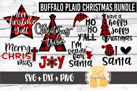 Buffalo Plaid Christmas Bundle - Christmas SVG Files SVG Cheese Toast Digitals