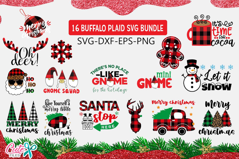 Christmas bundle - buffalo plaid SVG cut files for crafters - So Fontsy