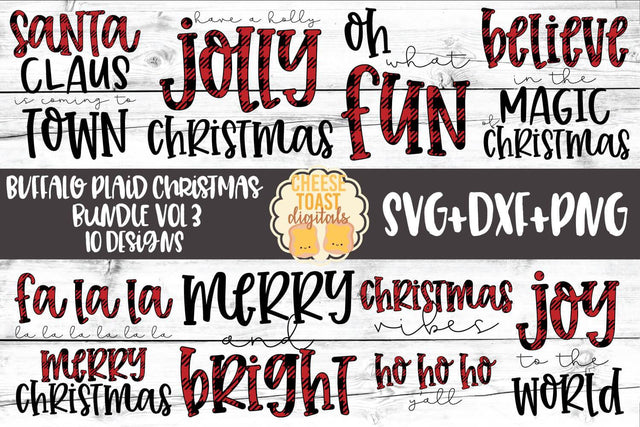 Buffalo Plaid Christmas Bundle Vol 3 - Holiday SVG PNG DXF Cut Files SVG Cheese Toast Digitals