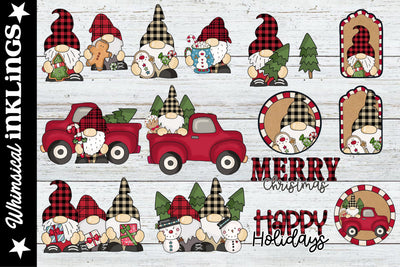 Buffalo Plaid Christmas Gnome Sublimation Clipart Sublimation Whimsical Inklings 