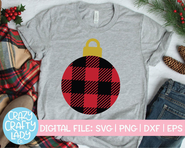Buffalo Plaid Christmas Ornament | Holiday SVG Cut File SVG Crazy Crafty Lady Co. 