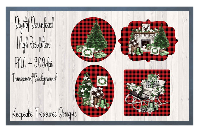 Buffalo Plaid Christmas Ornaments - Sublimation PNG Sublimation Keepsake Treasures Designs LLC. 