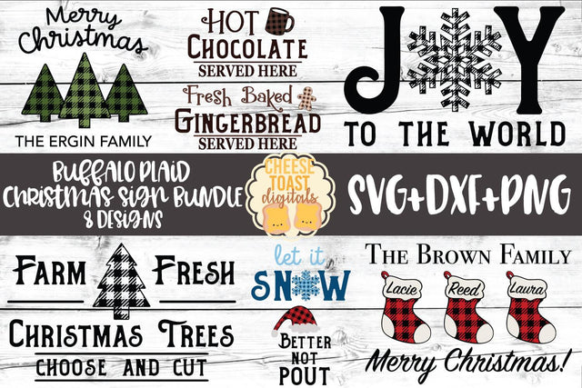 Buffalo Plaid Christmas Sign Bundle - Christmas SVG PNG DXF Cut Files SVG Cheese Toast Digitals