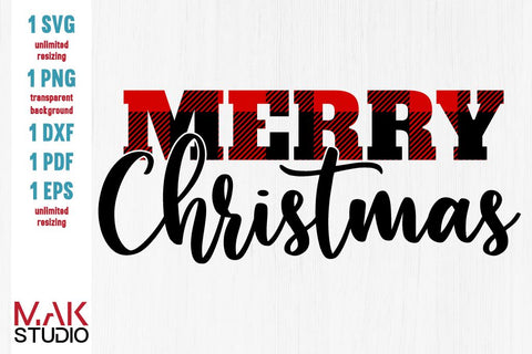 Buffalo plaid christmas svg, Merry christmas svg, Christmas svg, Merry christmas cut file SVG MAKStudion 