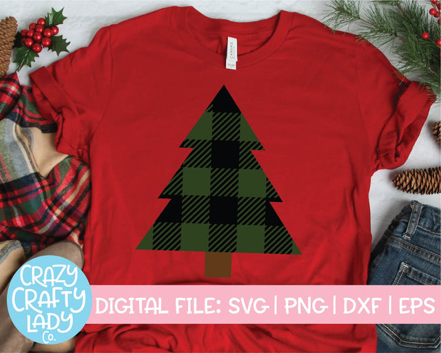 Buffalo Plaid Christmas Tree | Holiday SVG Cut File SVG Crazy Crafty Lady Co. 