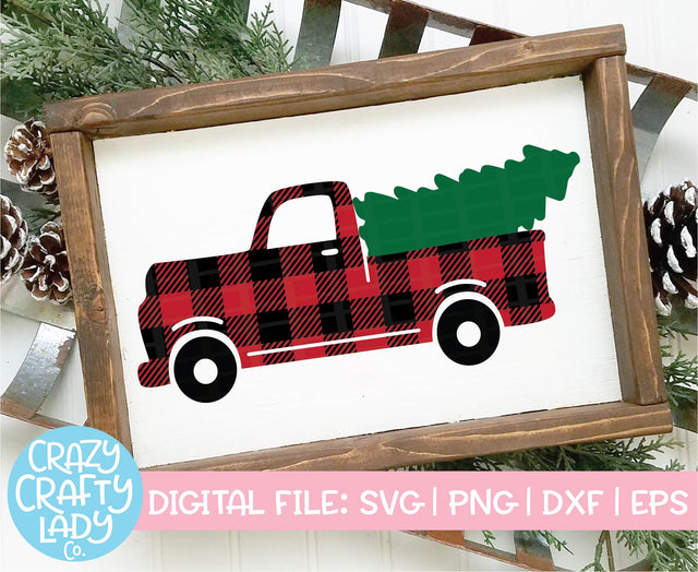 Buffalo Plaid Christmas Tree Truck | Holiday SVG Cut File SVG Crazy Crafty Lady Co. 