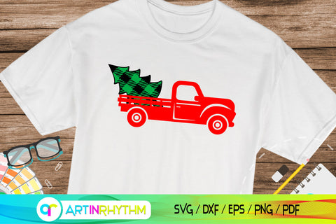 Buffalo plaid Christmas tree truck svg SVG Artinrhythm shop 