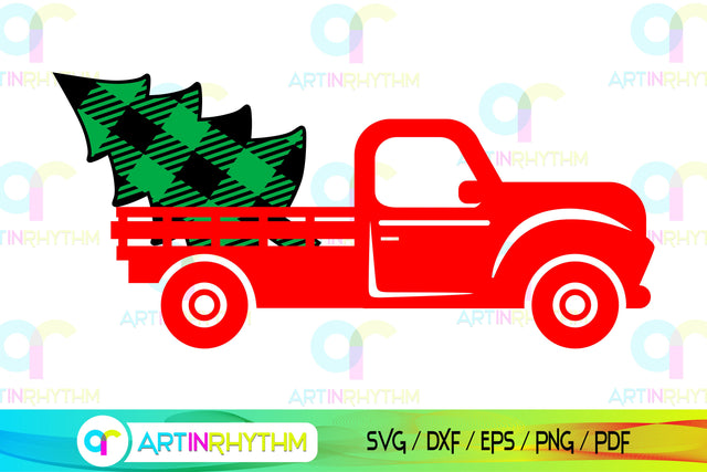 Buffalo plaid Christmas tree truck svg SVG Artinrhythm shop 