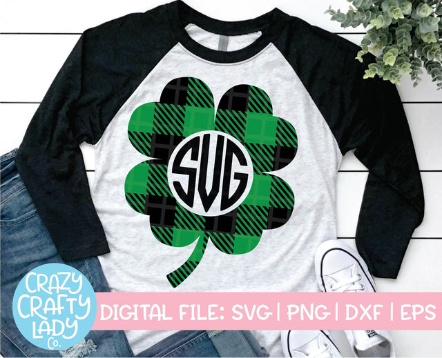 Buffalo Plaid Clover Monogram Frame SVG Crazy Crafty Lady Co. 