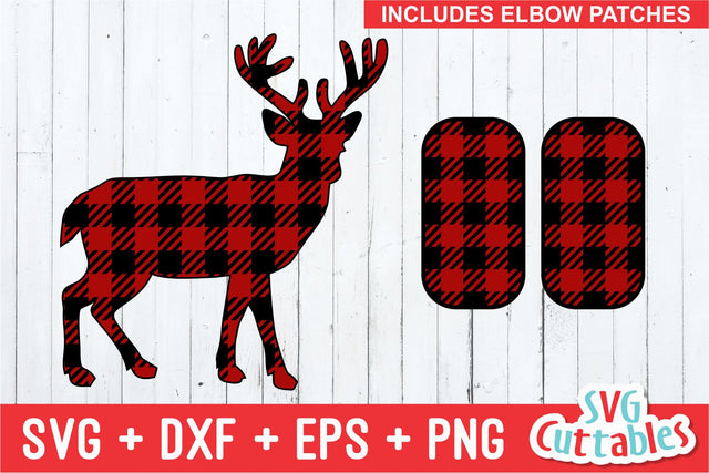 Buffalo Plaid Deer and Elbow Patches SVG Svg Cuttables 