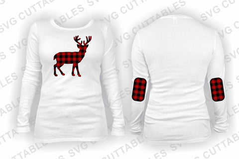Buffalo Plaid Deer and Elbow Patches SVG Svg Cuttables 