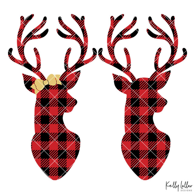 Buffalo Plaid Deer Bust SVG Kelly Lollar Designs 