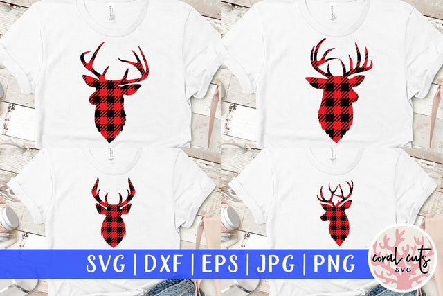 Buffalo Plaid Deer – Christmas SVG EPS DXF PNG Cutting Files SVG CoralCutsSVG
