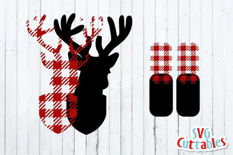 Buffalo Plaid Deer Head and Elbow Patches SVG Svg Cuttables 