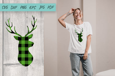 Buffalo Plaid Deer Head | Plaid Deer SVG | Antlers Buck SVG Irina Ostapenko 