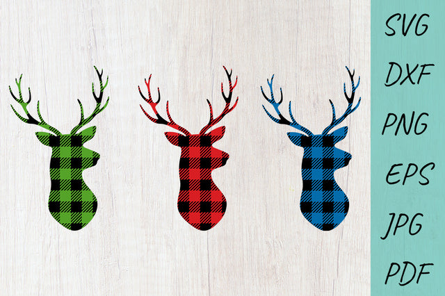 Buffalo Plaid Deer Head | Plaid Deer SVG | Antlers Buck SVG Irina Ostapenko 
