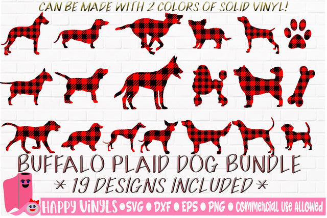 Buffalo Plaid Dogs Bundle SVG Happy Vinyls