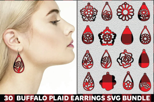 Buffalo Plaid Earrings PNG Bundle SVG Creativeart88 