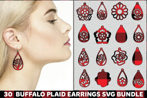 Buffalo Plaid Earrings PNG Bundle SVG Creativeart88 