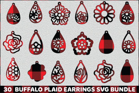 Buffalo Plaid Earrings PNG Bundle SVG Creativeart88 