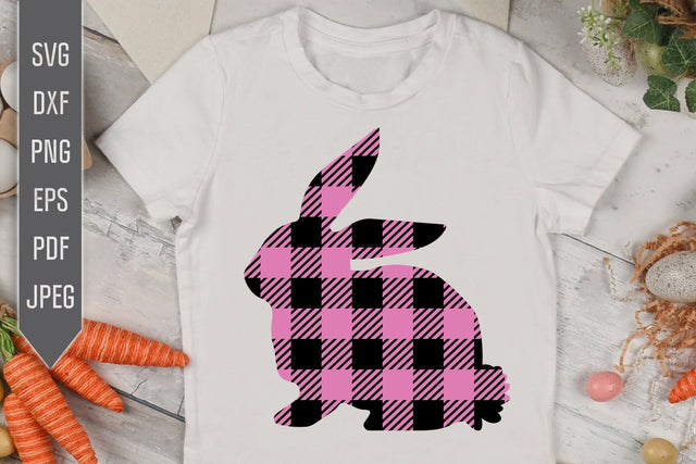 Buffalo Plaid Easter Bunny Svg. Bunny Silhouette Svg. Easter Svg. Pink Easter Rabbit Svg. Cricut, Sublimation, Iron on, dxf, eps, png, pdf SVG Mint And Beer Creations 