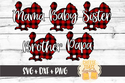 Buffalo Plaid Family Turkey Bundle - Thanksgiving SVG Files SVG Cheese Toast Digitals