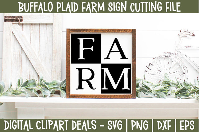 Buffalo Plaid FARM SVG Design - Farm SVG Sign SVG Digital Clipart Deals 